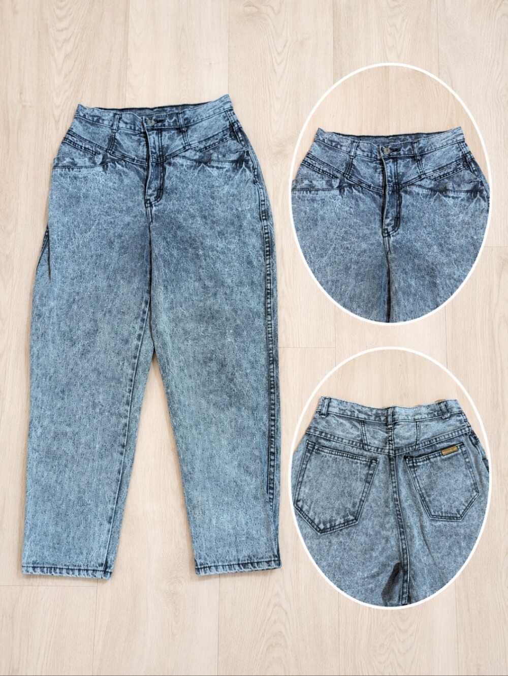 Vtg. PS Gitano Denim Stone Washed Grey Tapered Mom Grunge High Waist  W28 L27